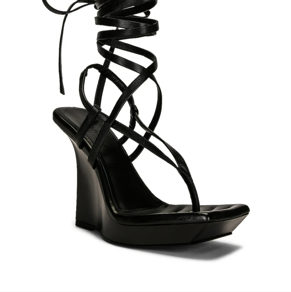 Gia Borghini Black Strappy Wedges